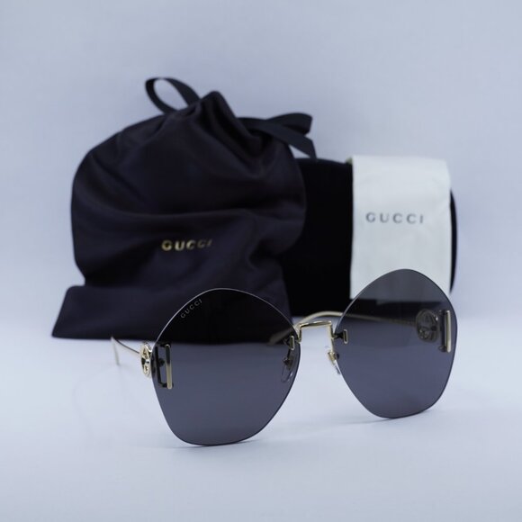 Gucci GG1203S 002 Round Sunglasses - Gold / Grey main image 11